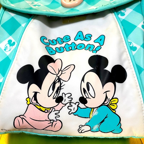 DISNEY BABIES VTG 90’s MICKEY & MINNIE CUTE AS A BUTTON INSULATED BOTTLE TOTE - Picture 2 of 12